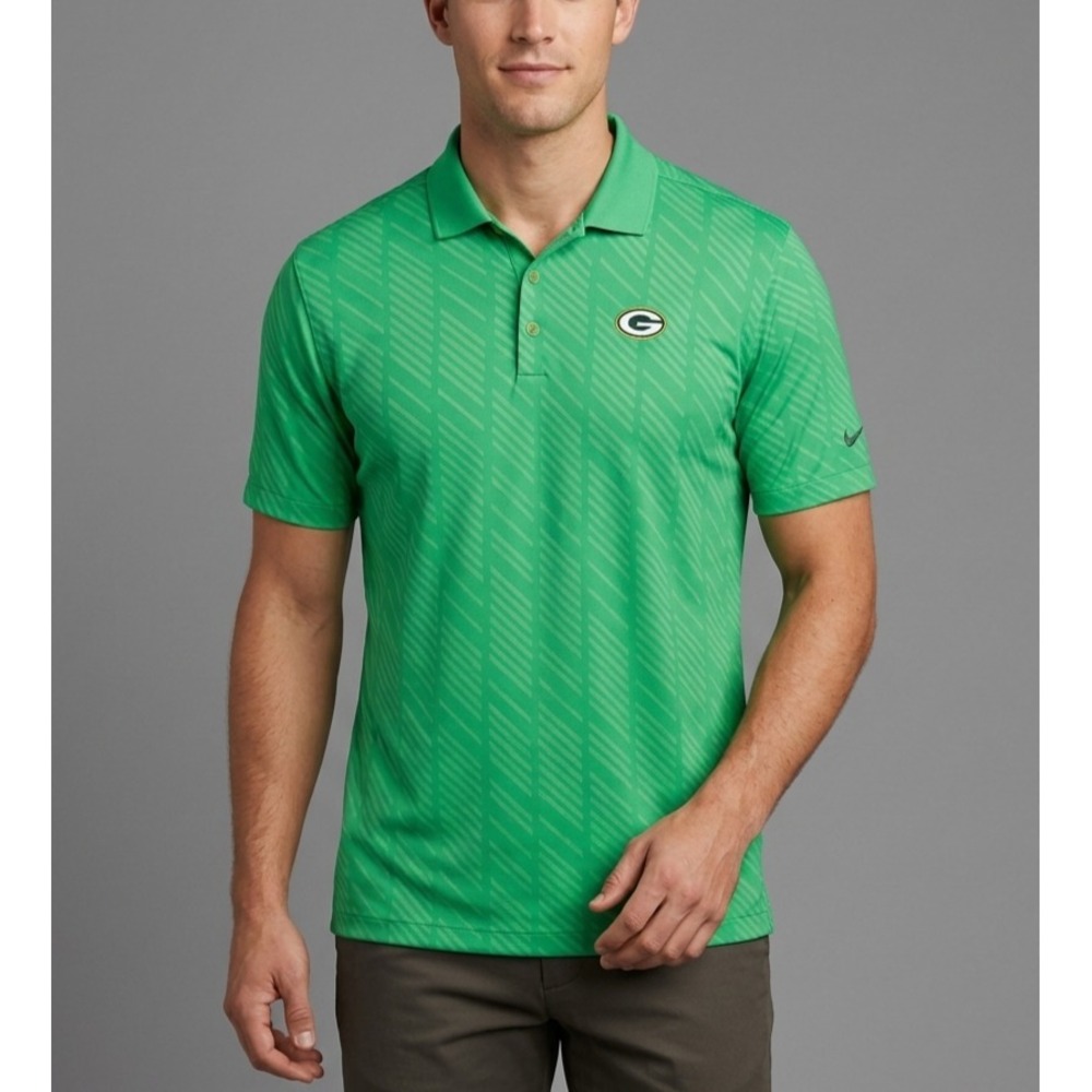 Nike Tour Performance Polo Shirt Men's L Green Bay Packers Golf Short Sleeve